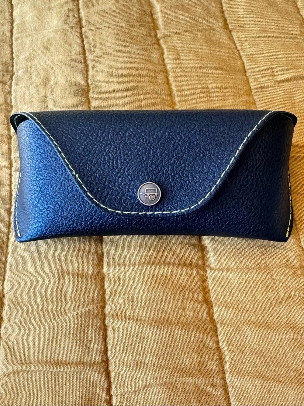 MOSCOT Leather Snap Case with Yellow Stitching